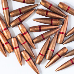 Background with machine gun bullets. War in Ukraine