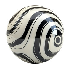 Black and White Swirl Sphere Isolated on Transparent Background