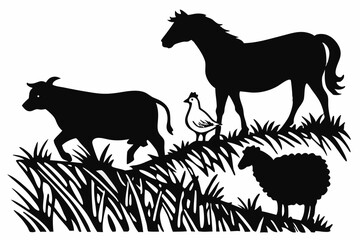 Animal Silhouette Collection Couples, Mountains, on white background