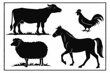 Animal Silhouette Collection Couples, Mountains, on white background