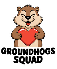 Valentines Cute Groundhog Squad for Happy Groundhog Day 2025