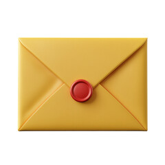 Yellow Envelope with Red Wax Seal Isolated on Transparent Background