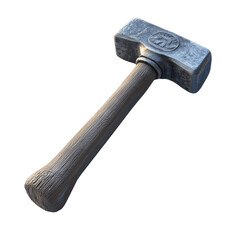 Realistic Hammer with Wood Handle Isolated on Transparent Background