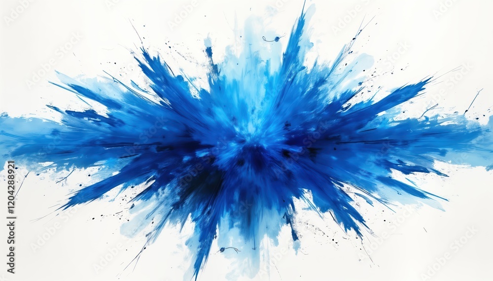 Poster bold blue burst effect on white background. dramatic, abstract design. vivid colors, energetic visua