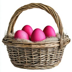 Cozy Easter Basket with Pink Eggs for Festive Spring Celebration