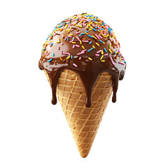 Delicious Ice Cream Cone with Chocolate Topping and Sprinkles