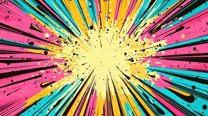 Bold Comic Strip Inspired Background with Vibrant Color Explosion
