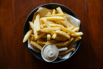 Crispy fries with creamy dip
