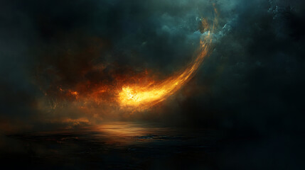 Naklejka premium A glowing comet streaking across a dark sky, representing a hopeful celestial outlook.