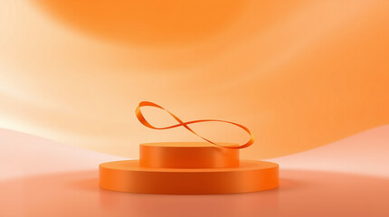 Minimalist Abstract Orange Podium and Ribbon