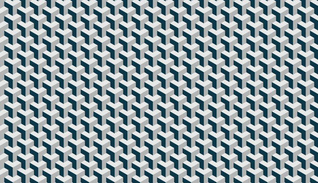 3D Interlocking Geometric Pattern in Teal and Gray