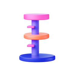 A vibrant, multi-tiered cat tree featuring colorful platforms for climbing and resting, designed for feline play and relaxation.