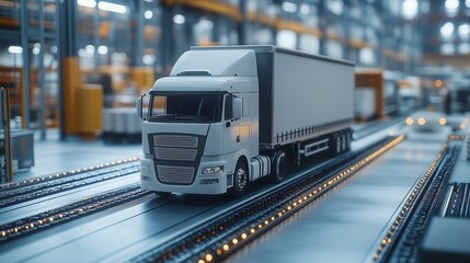 Efficient Loading of Goods onto a Freight Truck at a Modern Manufacturing Plant