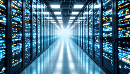 Fototapeta premium Modern Data Center Server Room Technology Infrastructure