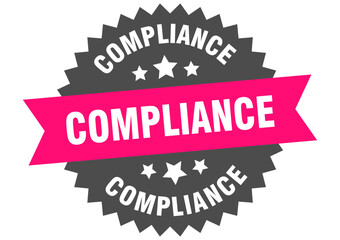 compliance. compliance round pink label isolated on transparent background