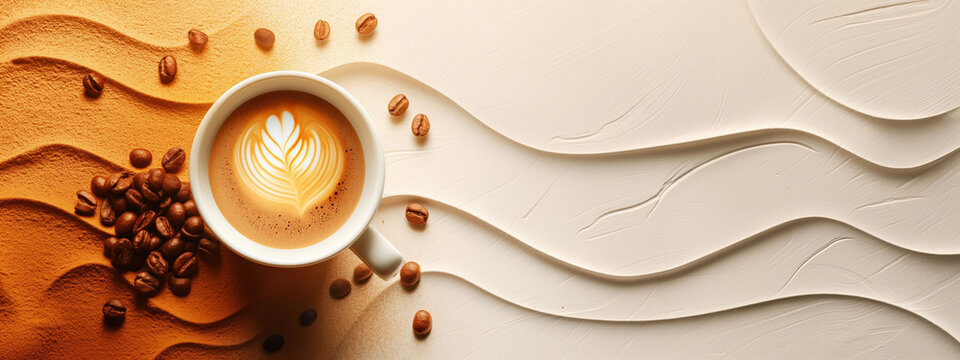 Experience the rich aroma of freshly brewed coffee with stylish design and textured background for a perfect coffee moment