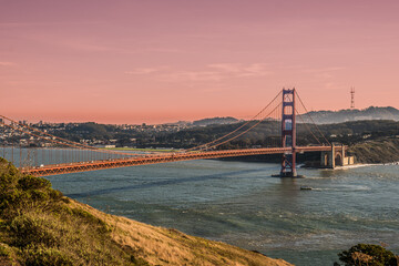 Golden Gate Bridge in San Francisco California during sunset