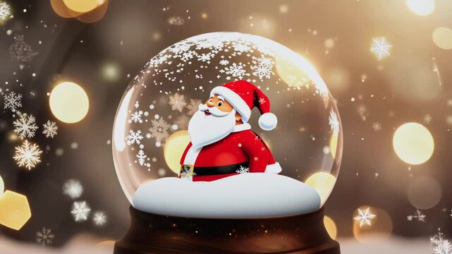 Schneekugel, Weihnachtsschneekugel innen mit einem Nikokaus, Weihnachtsdeko, Schneeflocken, Generative AI