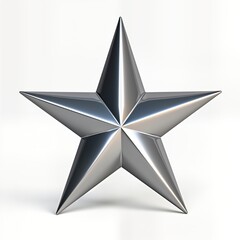 Obraz premium Sleek shiny silver star on transparent background. Modern 3D graphic design element. Stylish futuristic form. Reflective and minimalist design. Ideal for tech or fashion concept.