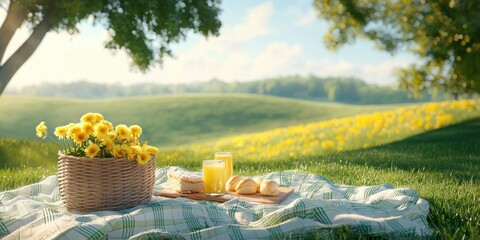 Vibrant picnic recipes sunny meadow food dreamy atmosphere close-up view nature's delight