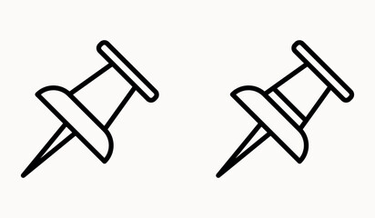 push pin outline or line icon design bundle.
