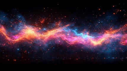 Fototapeta premium A vibrant and colorful fireworks display lighting up the night sky, with bursts of red, blue, and gold illuminating the darkness in a dazzling array of patterns