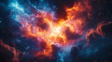 A vibrant and colorful fireworks display lighting up the night sky, with bursts of red, blue, and gold illuminating the darkness in a dazzling array of patterns