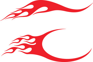 Vector swoosh flames set for vehicle vinyl decals, stickers, logo templates. Ready-to-cut graphics, great for race cars, hot rod vehicles, ATVs, trucks, motors, bikes, sport clothing, signs, banners.