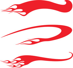Vector swoosh flames set for vehicle vinyl decals, stickers, logo templates. Ready-to-cut graphics, great for race cars, hot rod vehicles, ATVs, trucks, motors, bikes, sport clothing, signs, banners.