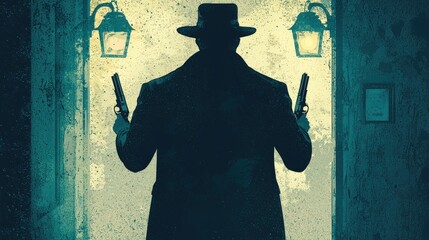 Cunning Rogue with Dual Pistols Hiding Behind Broken Wall at Night