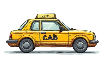 Taxi isolated on white background. Taxi icon. Cab isolated on white. Cab icon. Cab Car. Taxi Car Isolated element on white for Designers. Isolated Taxi Design Element. Cab Car Isolated on white.	