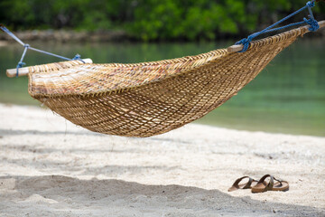 Vista de una hamaca en una isla filipina