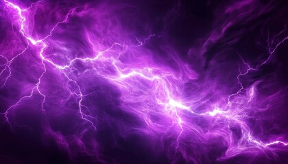 Purple energy background, with swirling smoke and lightning, against a dark purple backdrop