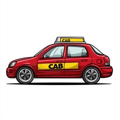 Taxi isolated on white background. Taxi icon. Cab isolated on white. Cab icon. Cab Car. Taxi Car Isolated element on white for Designers. Isolated Taxi Design Element. Cab Car Isolated on white.	