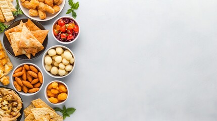 Fototapeta premium Delectable Snack Arrangements with Creative Flavor Profiles and Textural Contrasts