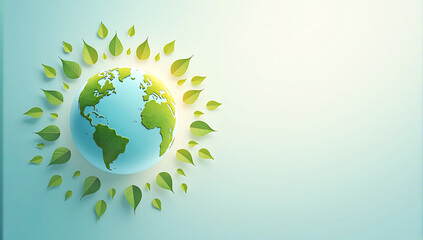 Unique Earth Day design featuring a globe with green leaves, perfect for promoting environmental awareness and sustainability on this special occasion