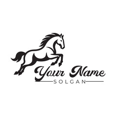 Illustration of a galloping horse long jumping, 