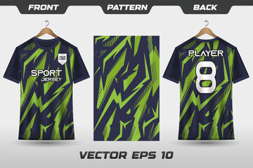 Sports jersey and t-shirt template sports jersey design. Sports design for football, racing, gaming jersey. with front, back view and pattern. © agra
