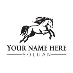 Illustration of a galloping horse long jumping, 