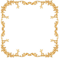 Golden frame on transparent background, cut out, 3D render
