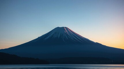 Fototapeta premium mount fuji, mountain at sunset