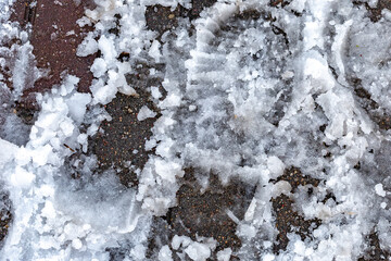 unclean road in the snow