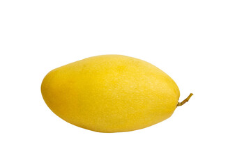 Ripe fresh yellow mango fruit isolated on white background.
