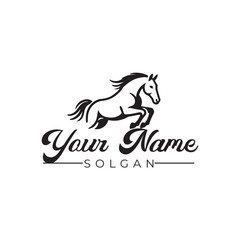 Illustration of a galloping horse long jumping, 