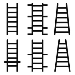 Simple Black and White Ladder Icons Set