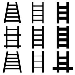 Simple Black and White Ladder Icons Set
