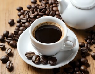 Dark Roast Coffee: Aromatic Cup and Roasted Beans
