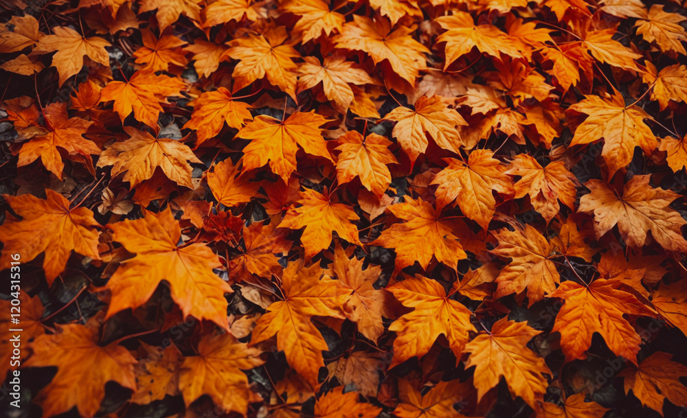Aufkleber a large pile of orange leaves on the ground. the leaves are scattered and some are overlapping. the 