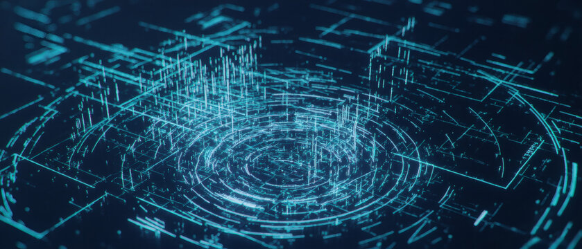 abstract visualization of data and information in graph form, conceptual 3D illustration of futuristic technology, complex systems and calculations