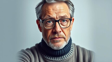 Obraz premium Senior adult facing the camera with a stern look